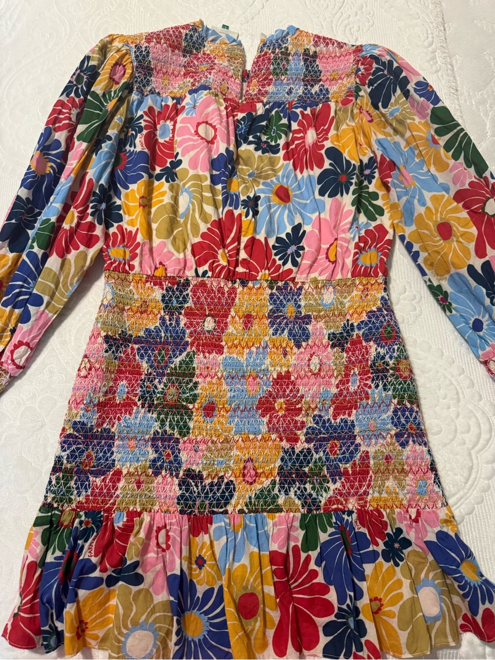 FARM Rio Multicolor Floral Smocked Mini Dress - Pink, Blue, Yellow, Red - Picture 2 of 4